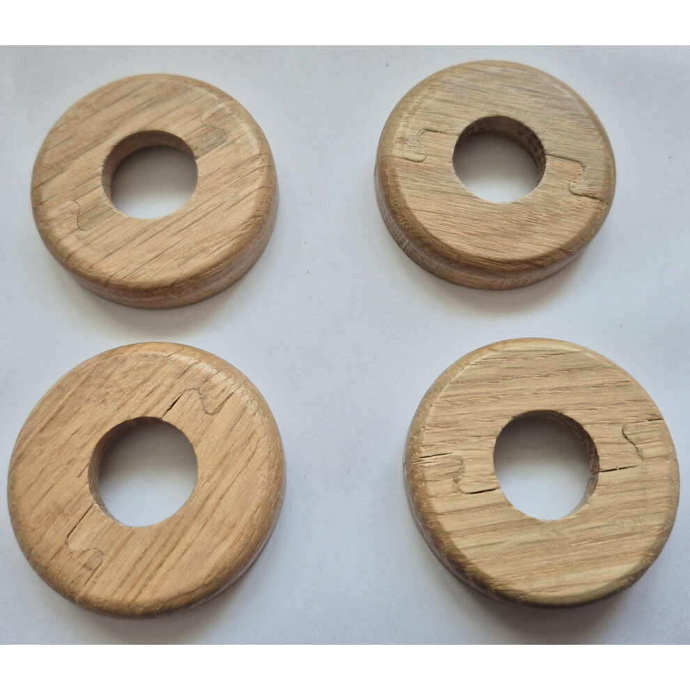 Oak Wooden Radiator Pipe Collars For 15Mm Pipes Pack Of 2 Easy Split Collar Wood Hide Radiator Pipes Base (4 Collars) 5051226555961