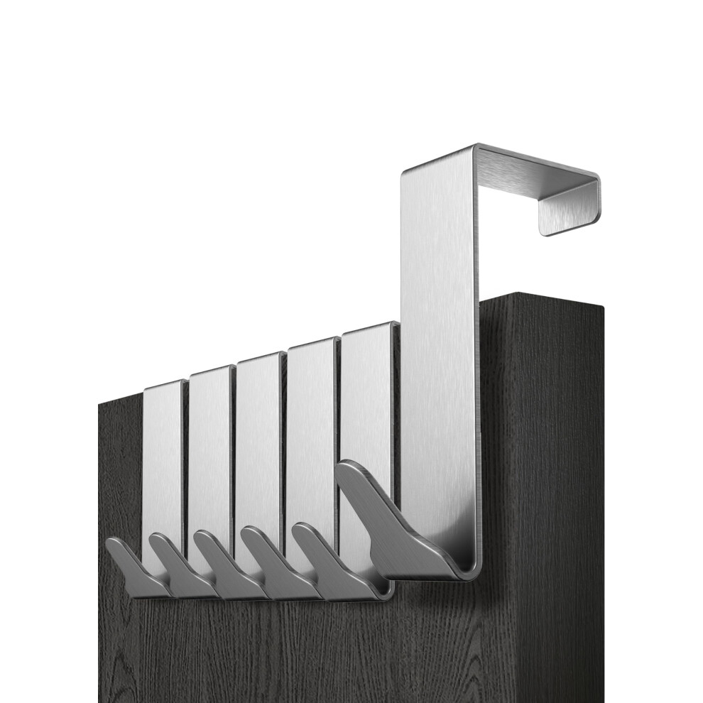 Menz Over Door Hook 6 Pack Silver, Stable Overdoor Hanger. Rust-Free Door Hangers For Clothes, 3.6Cm Fit. 15Kg Coat Hanger 5051226592720