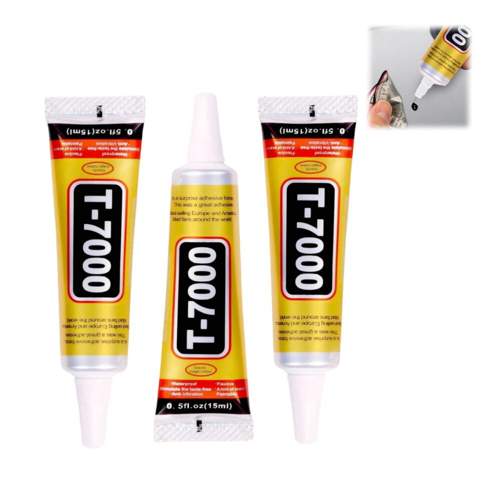 3Pcs T7000 Glue,Phone Screen Glue,Jewellery Gl-Ues,Precision,Black Glues,Industrial Grade Waterproof Adhesive,Multifunctional High Precision 5051226553745