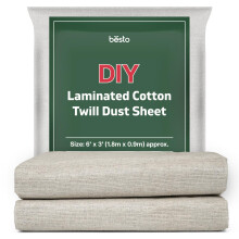 Pack of 2 Laminated Cotton Dust Sheet for Decorating, Polythene Backed Painting Sheets (6ft X 3ft)