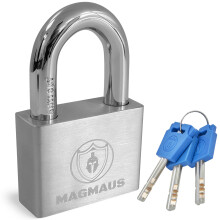 Magmaus PDL50 [Never-Rust] Heavy Duty Waterproof Outdoor Padlock with 3 Keys - Stainless Steel - [10mm Anti-Cut Shackle]