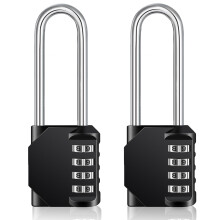 ZHEGE Combination Padlocks Long Shackle, 4.53" Overall Height, 2.62" Shackle Height, Outdoor Padlocks Heavy Duty Weatherproof for Fence Gate, Shed