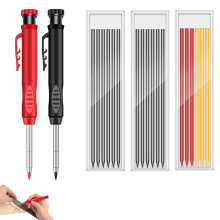 Syylqyr 20 PCS Construction Pencil Set,18 Carpenter Pencil Refills with 2 Solid WaterproofPencil,Replacement 3 Colors for Builders Construction