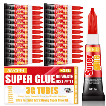 3g (24 Pack), Super Glue Gel, All Purpose, Fast Setting, No Run Formula with Anti Clog Cap, Ideal for Metal, Ceramics, Leather & More