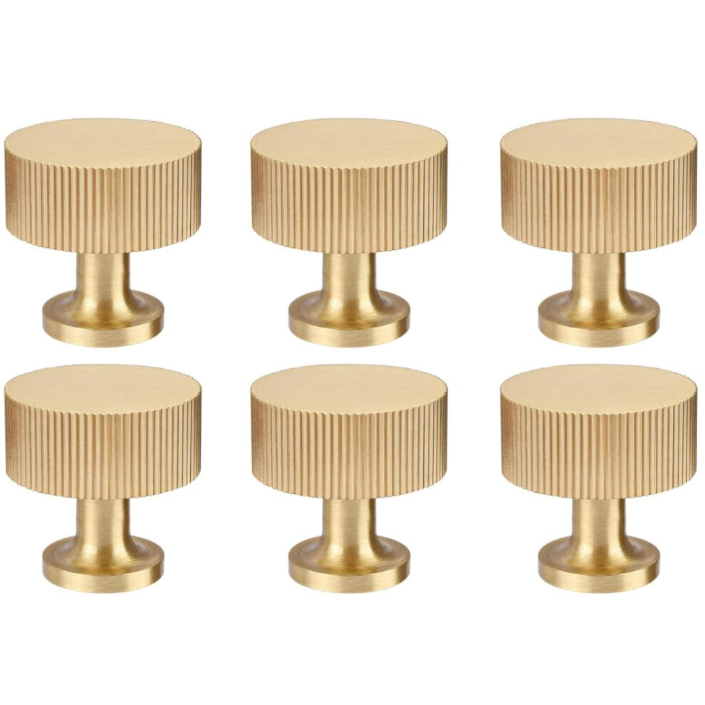 Rzdeal 6Pcs Solid Brass Cabinet Knobs Pulls Cabinet Drawer Dresser Gold Knobs Modern Handles (1"X1"/25Mmx25mm),Brushed Brass Finish 5051226640339