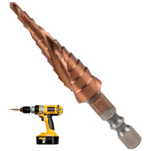 M35 Cobalt Step Drill Bit for Metal, HSS Spiral Step Drill Bit Grooved Stepped 6.35mm Hex Shank Multiple Hole Metric 3-13mm Titanium High Speed Steel
