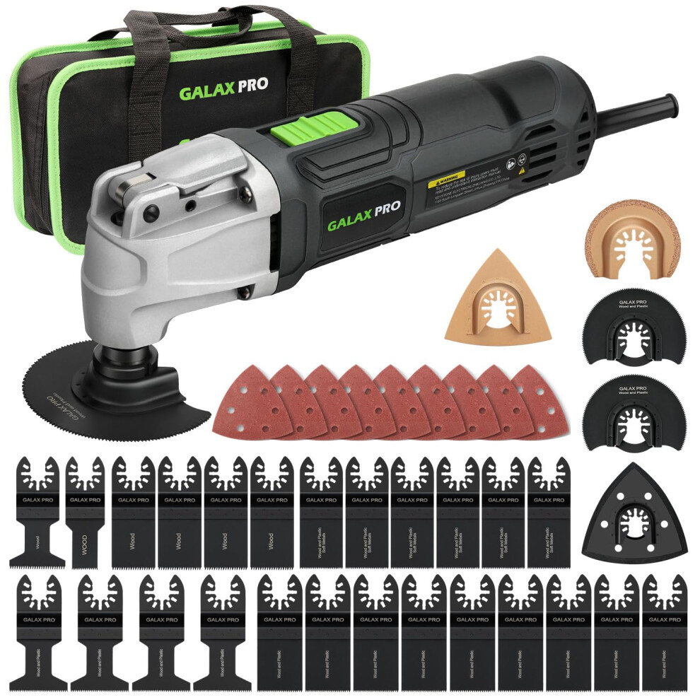 Galax Pro 260W Oscillating Tool, 6 Variable Speed 15000-22000 Opm Oscillating Multi-Tool Kit, Quick-Lock Accessory Change, Oscillating Angle:3 5051227969385