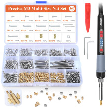 M3 Heat Set Insert Tool Kit, Preciva Soldering Iron Kit(200~500), 360 Pieces M3 Threaded Inserts