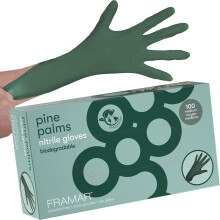 FRAMAR Green Nitrile Gloves Medium – Biodegradable Disposable Latex-Free Gloves for Salon, Disposable Gloves Medium Tattoo, Cleaning – 100 Pack