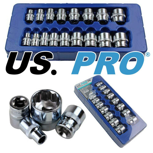 us pro US PRO 17pc 3/8 Dr Shallow Sockets 12 Point 8-24mm 3248