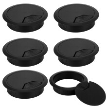 8 Pack 80mm Plastic Desk Cable Grommets, Black Wire Organizer Caps, Round PC Computer Port Cable Hole Cover Plug Bushings