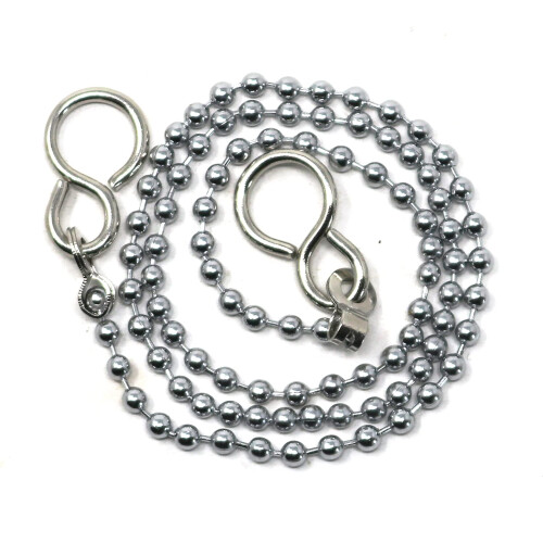 fiXte Ball Type Replacement Bath Sink Chain with Fitted S Hook Chrome Plated 450