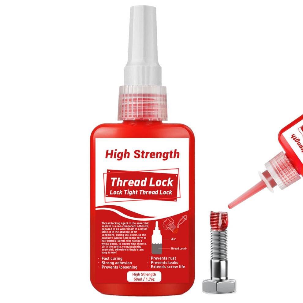 Thread Lock, 50Ml Locktight Threadlock, High Strength Threadlocker Red Gap Filling, Lock & Seal Nuts, Bolts, Metals, Stable & Anti-Rust, Leakage 5051226643460