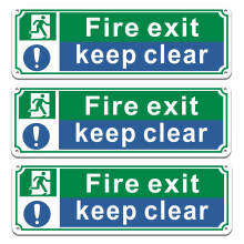 Yuzkouge Fire Exit Keep Clear Sign - 3 Pack,Rust Free Aluminum Fire Safety Sign, Weatherproof, Fade Resistant, Easy Mounting.