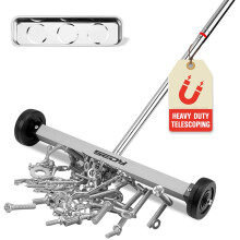 Magnet Sweeper Magnetic Nail Roller: 17-Inch Heavy Duty Magnet Nail Pickup Rolling Tool with Telescoping Adjustable Handle 8.8-Pound Capacity Ideal