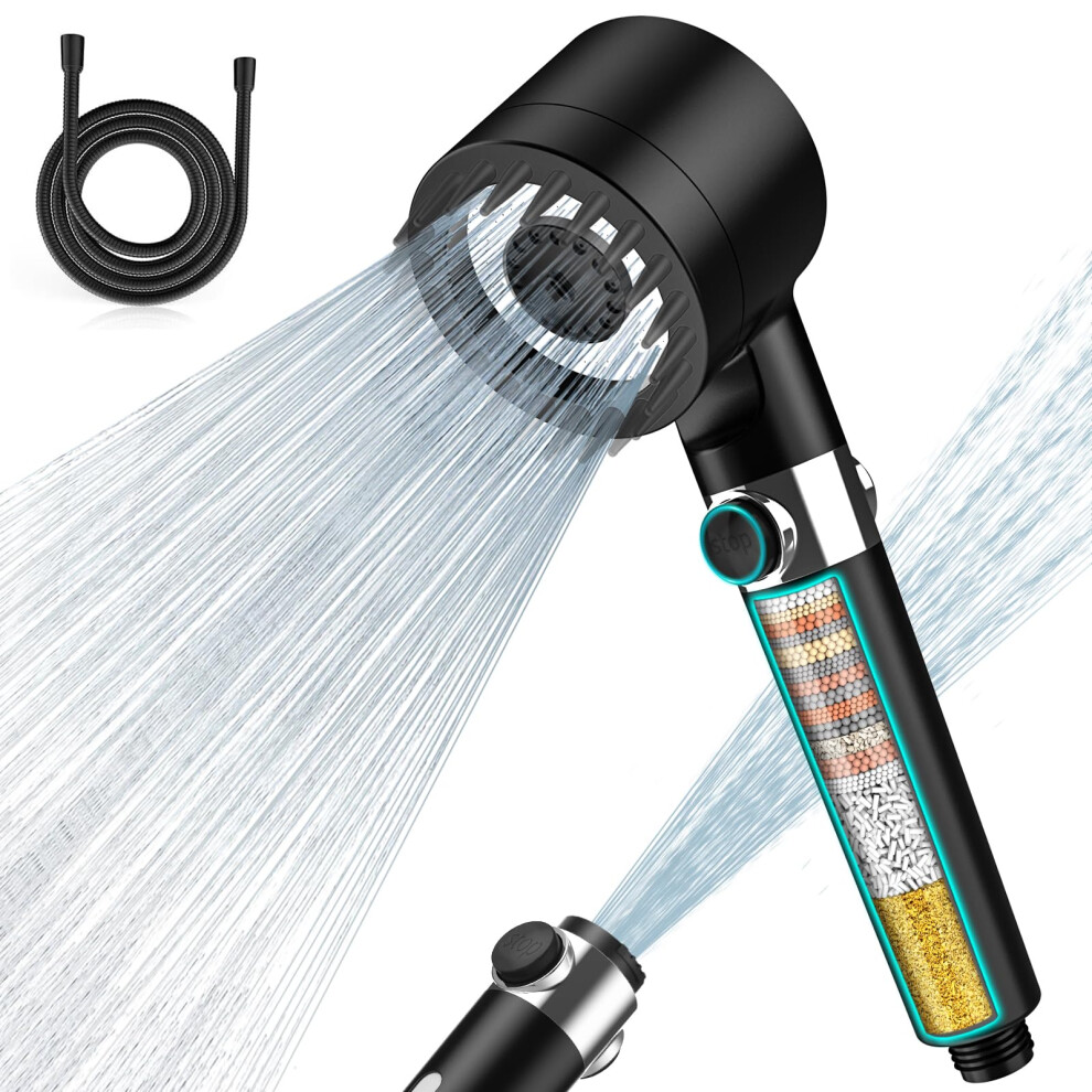 Meko Hard Water Filter Shower Head With 15 Stage Filter, 3+1 Spray Jet Modes High Pressure Shower Head And 1.5M Hose, Handheld Massage Shower Filter 5004955182243