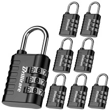 Brillirare 8 Pack Combination Lock, 3-Digit Waterproof Keyless Padlock, Zinc Alloy Outdoor Resettable Travel Luggage Locks for Backpack, Gym Locker