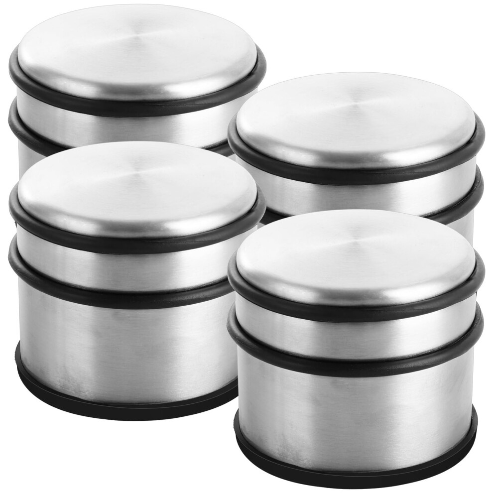 Akolafe 4Pcs Door Stops Stainless Steel 1Kg Door Stopper Metal 10Cm Heavy Duty Door Stop Chrome Round Door Stoppers For Floor 5051226625176