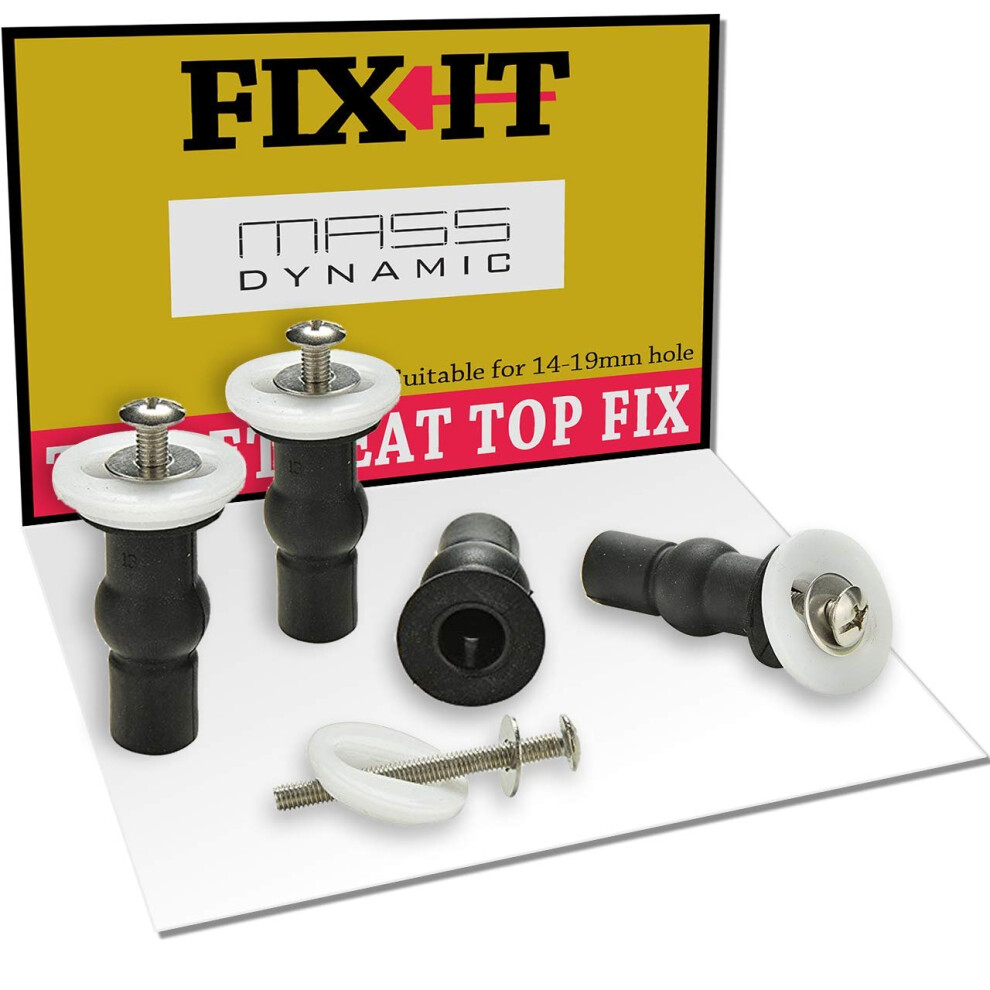 4X Pack Toilet Seat Fixing Top Fix (Fix It), Toilet Seat Hinges Expanding Rubber Top Well Nuts Screws, Wc Blind Hole Fitting Rubber 5051226633270