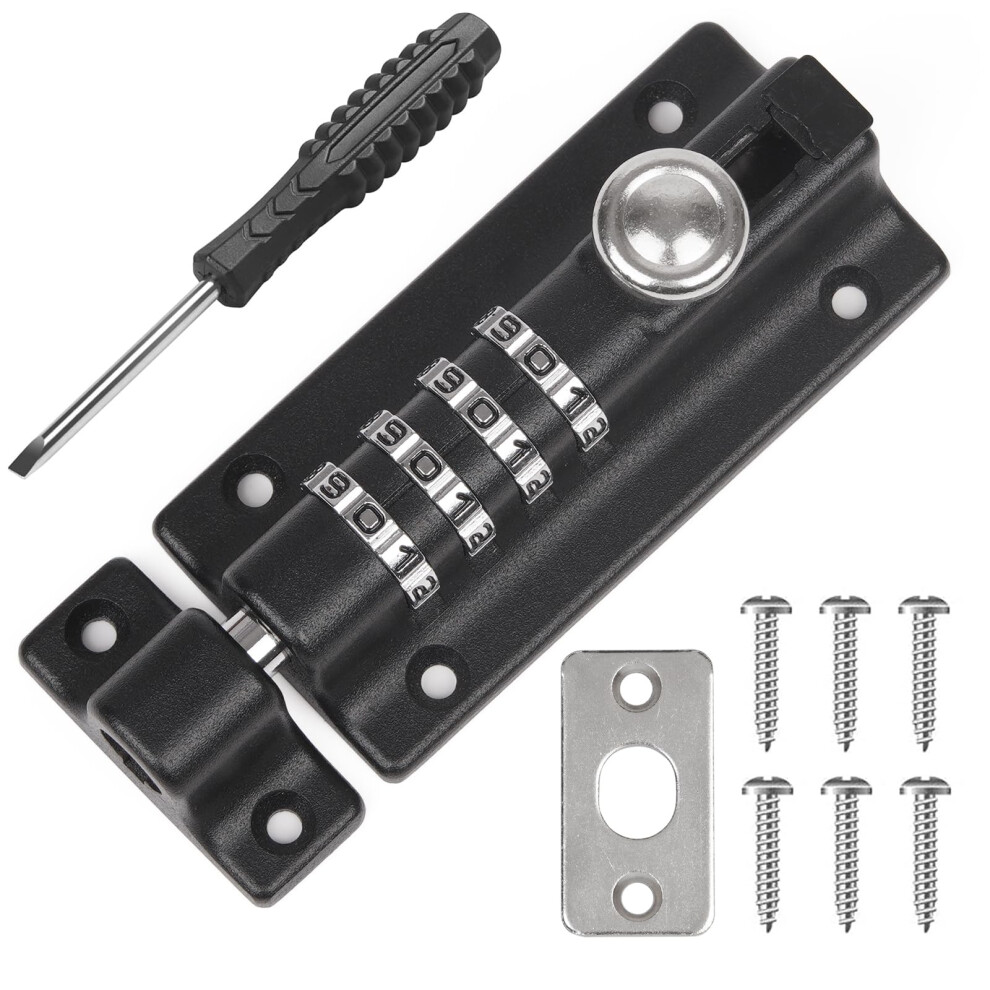 Weielt Digit Combination Locking Bolt, 4 Digit Sliding Lockable 120Mm Stainless Steel Silded Garden Gate Latch For Wooden Gates 5051226623769