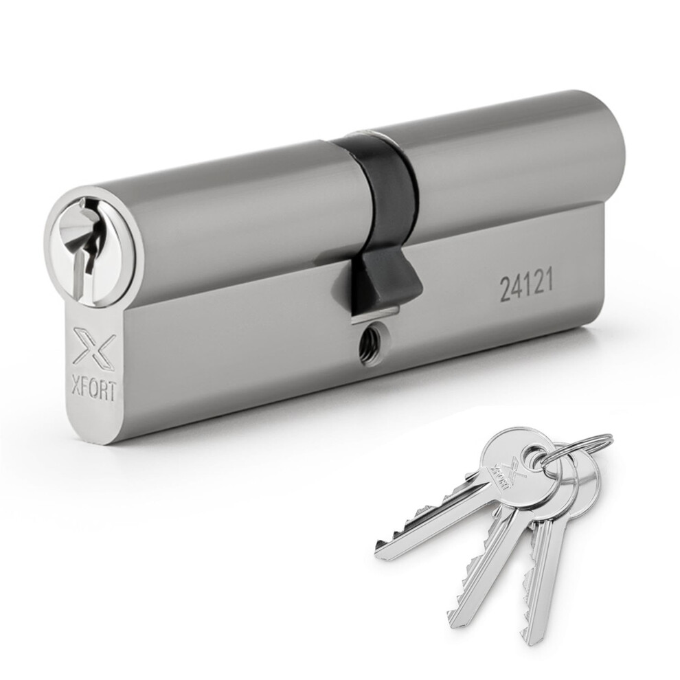 Xfort Chrome 40/50 Euro Cylinder Lock (90Mm), Upvc Door Lock, 6 Pin Cylinder Lock With 3 Keys, Pvc Door Lock, Euro Lock Cylinder 5051226634963