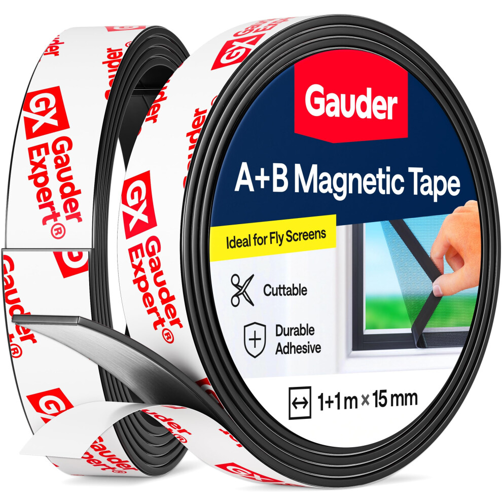 Gauder A+B Magnetic Tape For Fly Screens & Mosquito Nets - Self-Adhesive Magnetic Strips With Strong Mutual Attraction 5051226596261