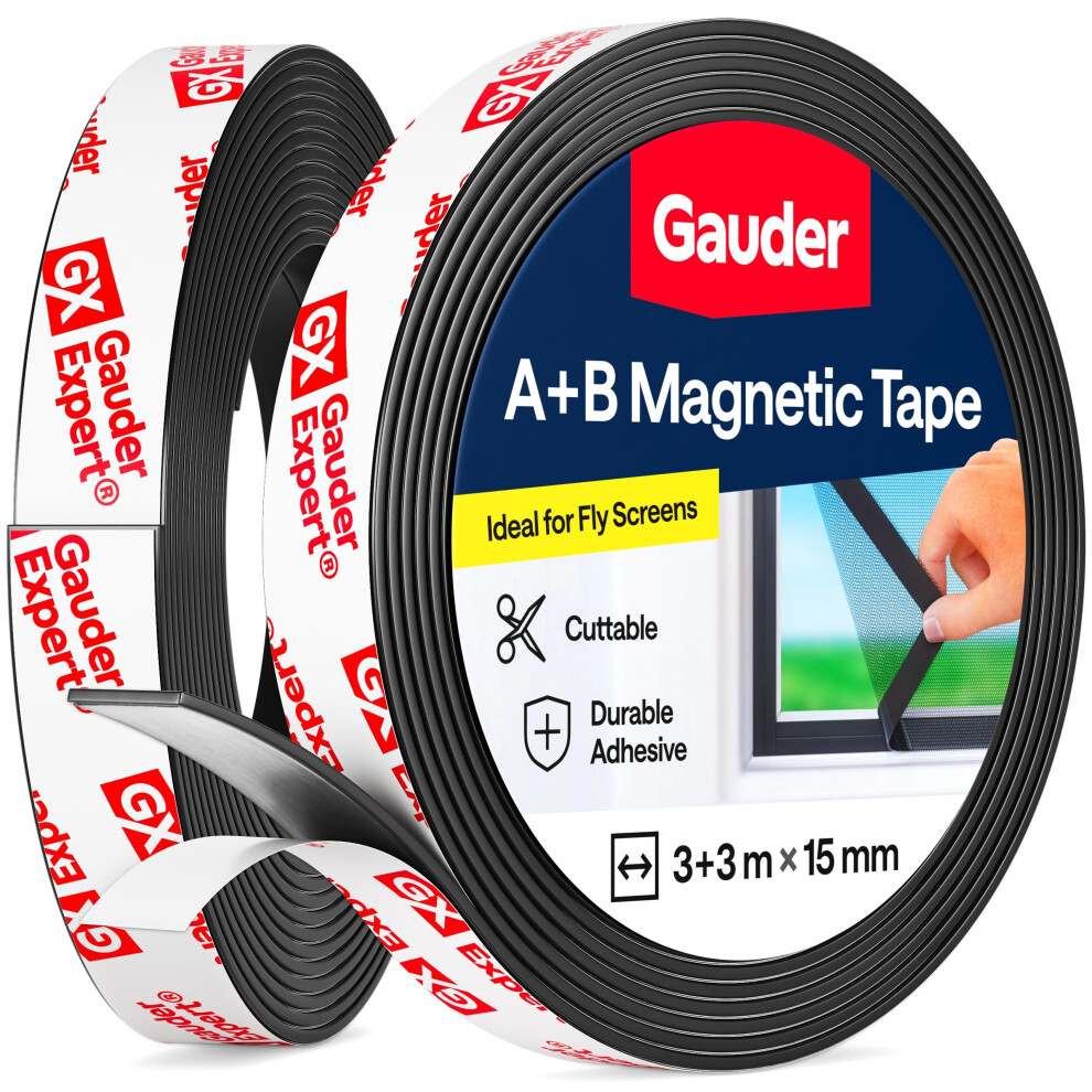 Gauder A+B Magnetic Tape For Fly Screens & Mosquito Nets - Self-Adhesive Magnetic Strips With Strong Mutual Attraction 5051226596605