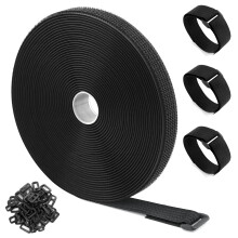 ZSURLUX 2.5cm x 10m Heavy Duty Cinch Straps with 50 Buckles, Cut-to-Length Hook and Loop Strips