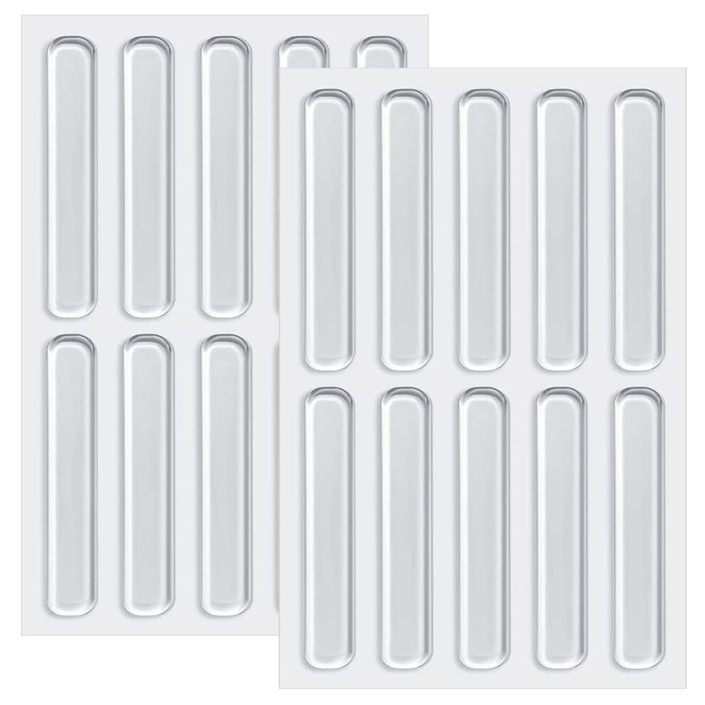 Subtavik 20 Pcs Furniture Bumpers, Silicone Clear Cabinet Door Bumpers Adhesive Furniture Bumper Strips 6.3Cm Cabinet Bumpers Transparent Bumpers 5051226616310