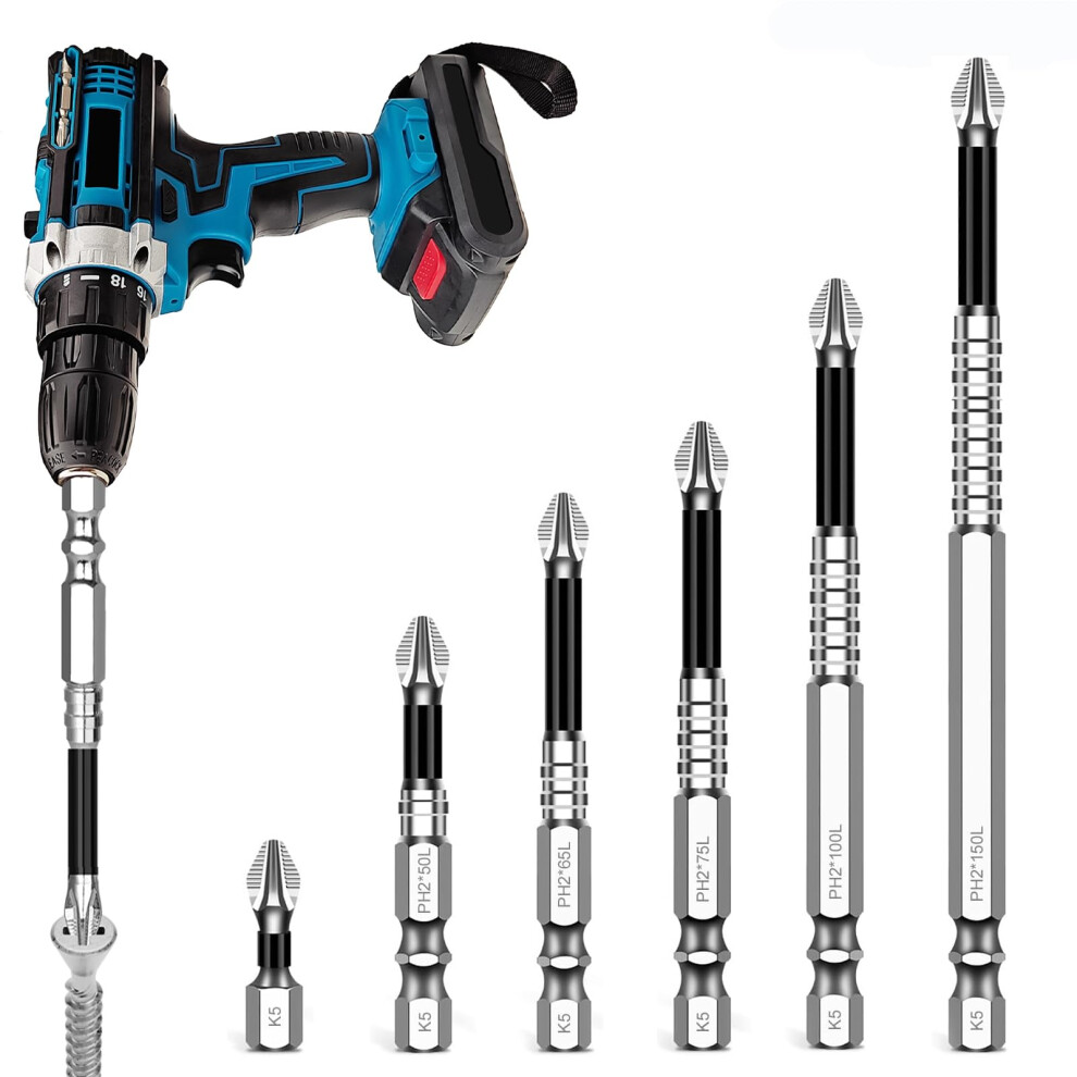High Magnetic Screwdriver Drill Bit Set, 6Pcs Anti-Slip Impact Bits, Precision & Durable Screwdriver Bits 5051226611872