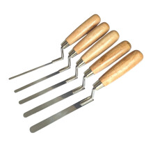 5 Piece Stainless Steel Finger Pointing Trowel Set - 6, 8, 10, 12 & 14 mm Flat Stiff Tuck Tools with Wooden Handles for Masonry, Brick & Mortar Work