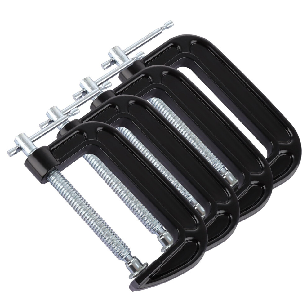 Wopplxy 4 Pcs G Clamp 4Inch, 150Mm Steel G-Clamps Heavy Duty, Industrial Strength C Clamp For Woodwork, Welding And Building 5051226663345
