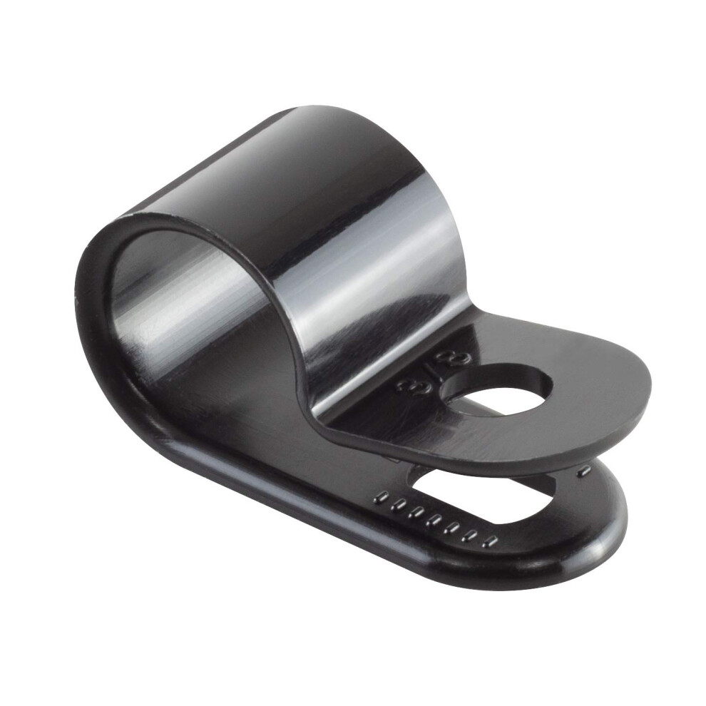 Gtse 100 Pack Of Black Nylon P-Clips, 9.5Mm (3/8") Diameter, Plastic Cable Clips 5051226597954