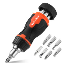 ValueMax Multi-bit Stubby Ratchet Screwdriver Set, Magnetic Screwdriver with Phillips, Slotted, Torx Cr-V Bits