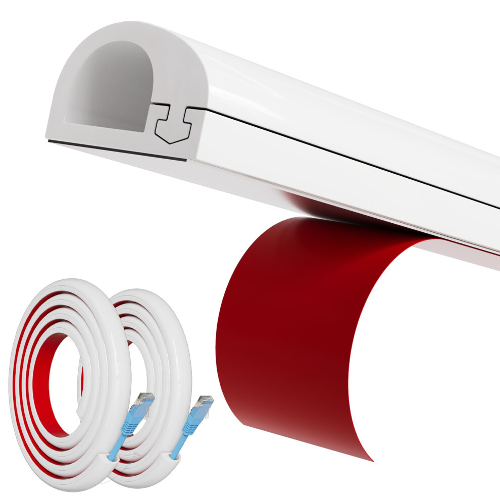 Esufeir 78"/2M White One Cord Trunking For Electric Cables,Soft Pvc Side Opening Cable Tidy Hiders For Wall,Flexible Self Adhesive Conduit Trunking 5051226643194