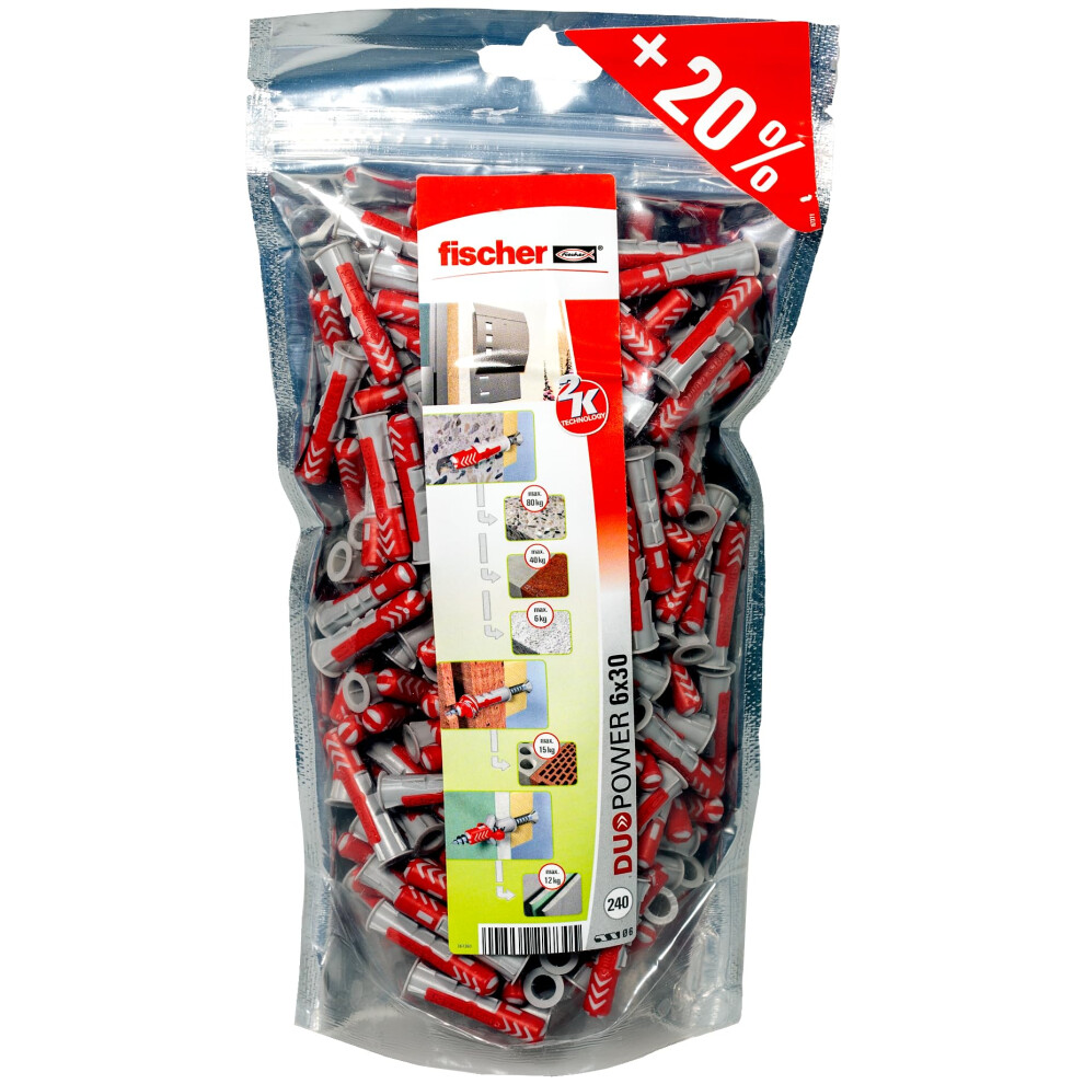 Fischer 536382 Big Pack Duopower 6, 6X30 Mm 240 Pz Red/Grey