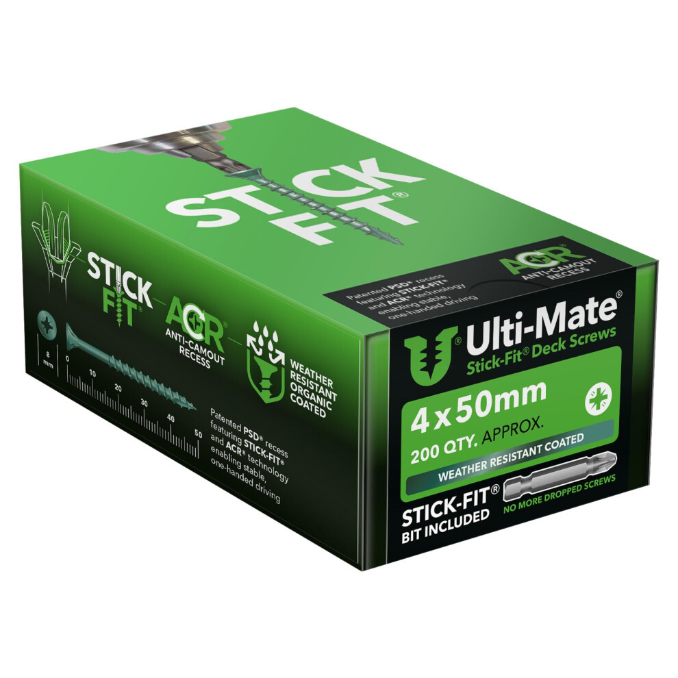 Ulti-Mate Decking Screws 4.0 X 50Mm - Box Of 200 5051226608438
