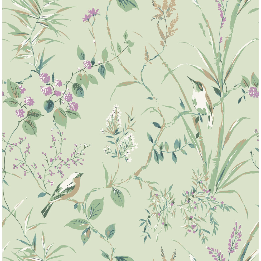 Crown Mariko Mint/Plum Paper Wallpaper