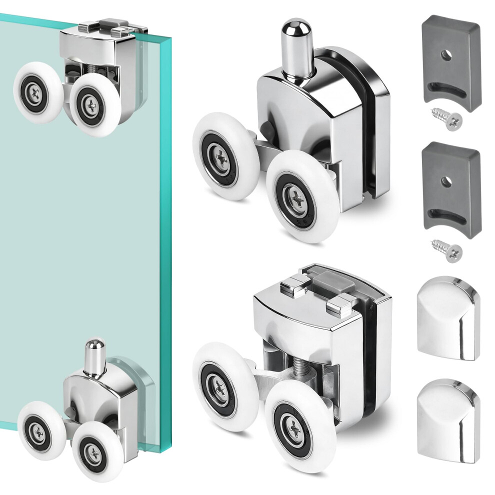 4 Pcs 23Mm Shower Door Rollers Wheels Replacement Shower Door Runners Screen Rollers For Curved Sliding Shower Doors Enclosures, Fits 4-6Mm Glass 5051226646904