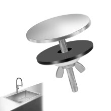 1Pc Sink Hole Cover Stainless Steel Tap Hole Blanking Plug Sink Overflow Cover Sink Tap Hole Stopper For Kitchen Bathroom Faucet Metal Plug (Silver)