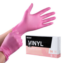 OKIAAS Pink Gloves S|Latex-Free Vinyl Gloves for Household, Food Handling, Lab Work and More|Small,50 Counts/Box