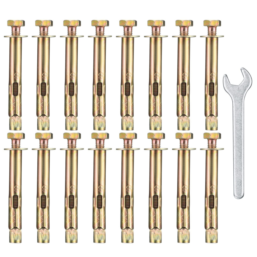 18 Pcs Expansion Screw Bolts, M6 X 8 X 60 Mm Hex Bolt Sleeve Anchor Bolts, Heavy Duty Concrete Masonry Brick Wall Fixings Plugs Bolts Screws 5051226640612