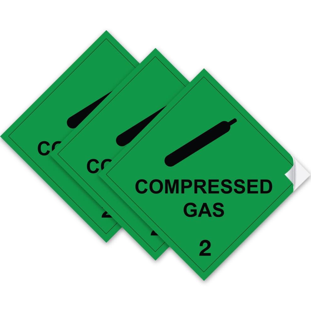 Safesign (3 Pack) Compressed Gas Vinyl Sign Stickers 100 X 100Mm - Waterproof Vinyl Conforms To En Iso 7010:2012 Public Safety 5051226633522