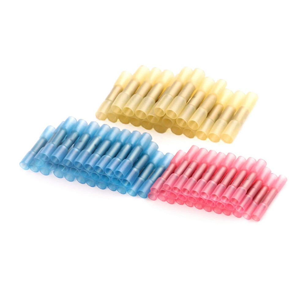 100Pcs Heat Shrink Butt Connectors Solder Seal Terminals, Insulated Waterproof Marine Automotive Copper Wire Electrical Kits Electrical Wire Crimp 5051226635489