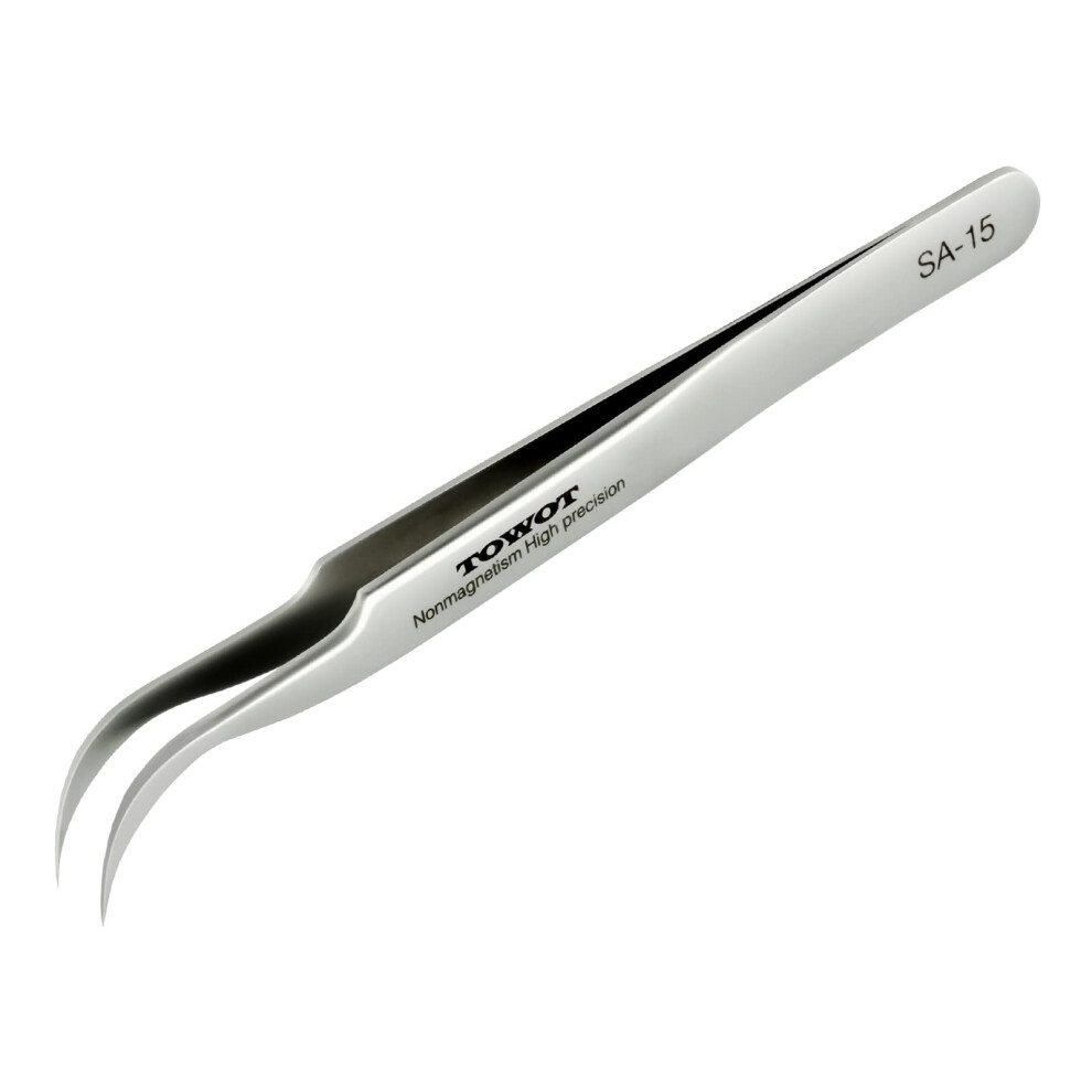 Eagle Beak Stainless Steel Tweezers For Craft, Electronics, Soldering, Jewelry-Making - Non-Magnetic Curved Tweezers By Towot 4361168410978