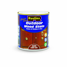 Rustins Quick Dry Outdoor Wood Stain Satin Light Oak 500ml- Durable and Weather-Resistant Finish, Fast Drying, Vibrant Color for Decks, Fences