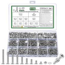 1110 Pcs M3 Screws Set, Countersunk Bolts and Nuts, Flat Head Machine Screw Nut and Bolt with Washers
