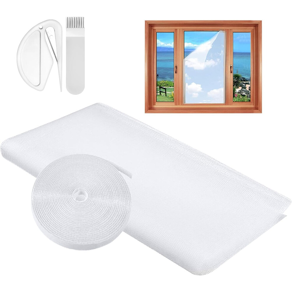 Window Mesh Insect Screen, 1Pc Diy Self-Adhesive Insect Netting For Windows, 130X150cm Window Bug Screen Mosquito Fly Net With A Rolls Of Hook Sticky 5051226590412