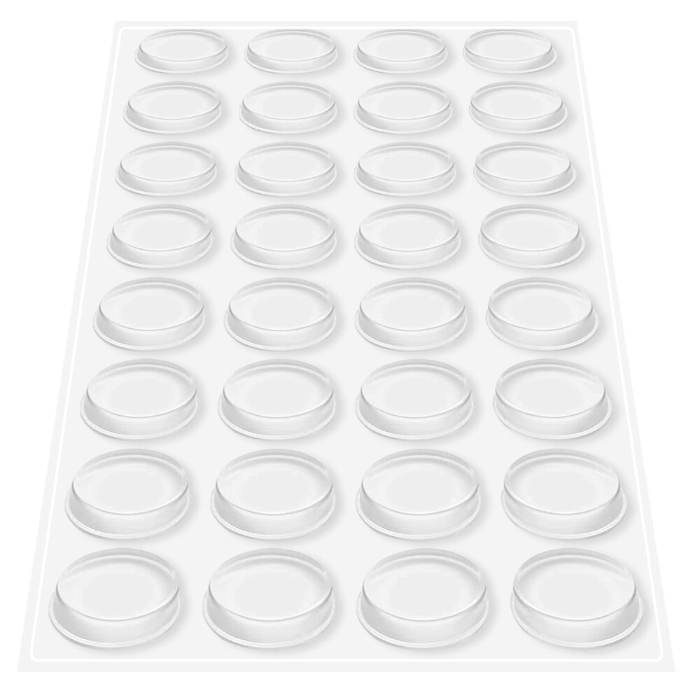 32Pcs Adhesive Bumper Pads Clear Rubber Feet,11X3mm Silicone Bumpers Adhesive Buffer Pads,Clear Furniture Buffer Pads For Cabinet Doors,Drawers,Glass 5051226627934