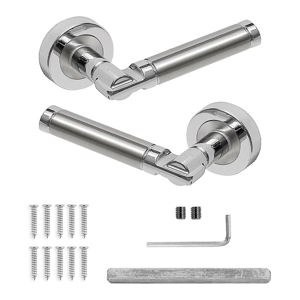 Decoranddecor Duo Colour Internal Round Door Handles Â Aluminium Silver For Bedrooms, Bathrooms, And Internal Doors Enigma Range Stylish Design 5051226640285